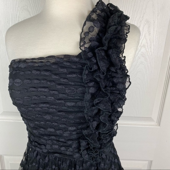 Lola One Shoulder Black Mini Dress - Picture 3 of 7